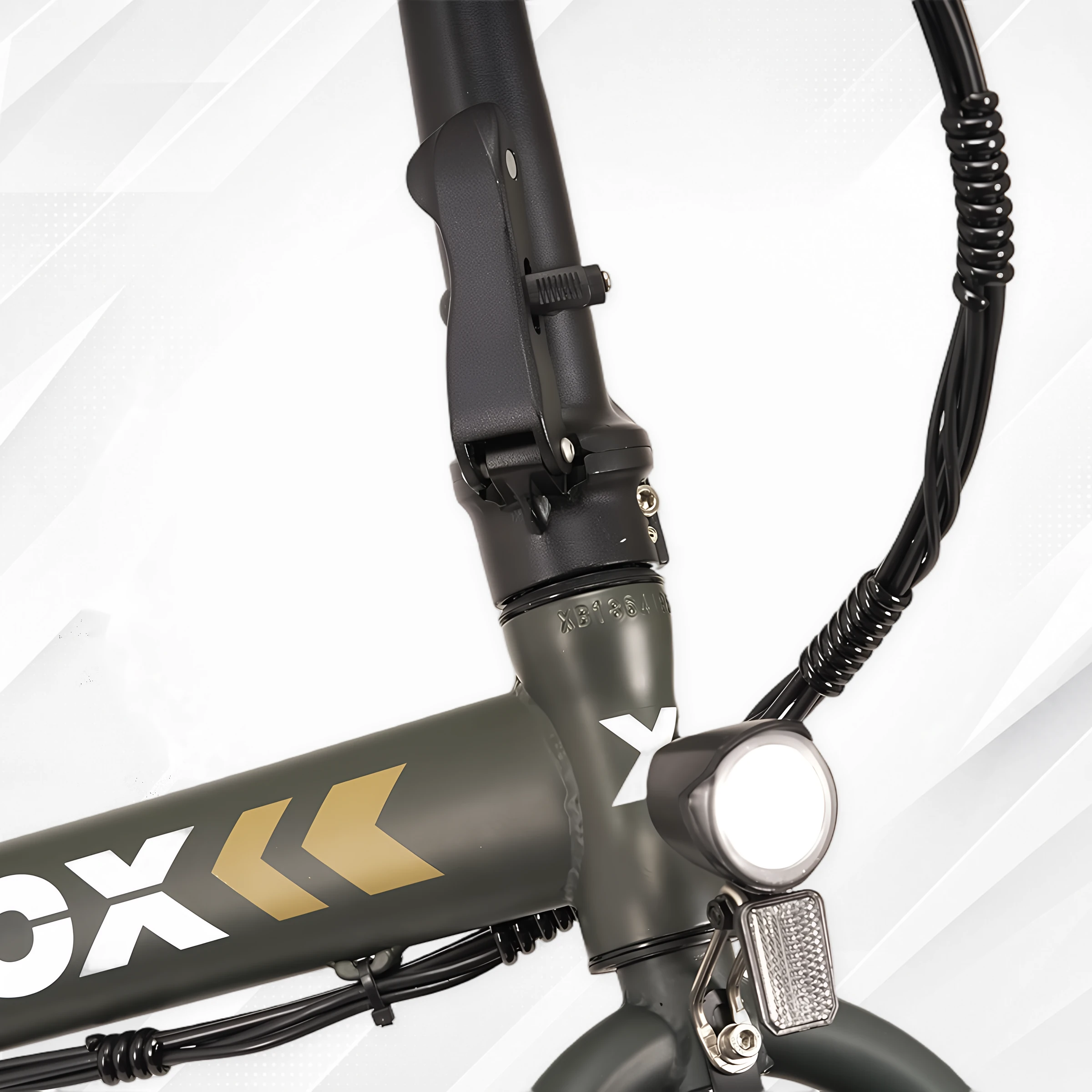 Snodo del tubo manubrio, leva di sicurezza e fanale anteriore della Nilox X8 Plus